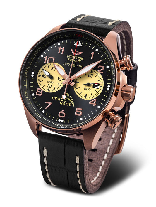 Vostok-Europe Space Race Chronograph Watch on Leather 6S21/325B668 - Maple City Timepieces