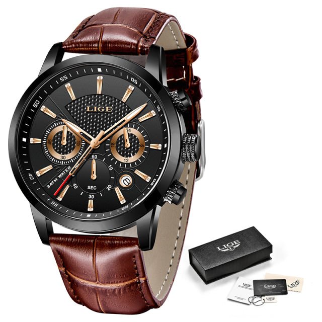 Watches Mens 2022 LIGE Top Brand Luxury Casual Leather Quartz Men&#39;s Watch Business Clock Male Sport Waterproof Date Chronograph - Maple City Timepieces