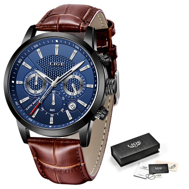 Watches Mens 2022 LIGE Top Brand Luxury Casual Leather Quartz Men&#39;s Watch Business Clock Male Sport Waterproof Date Chronograph - Maple City Timepieces