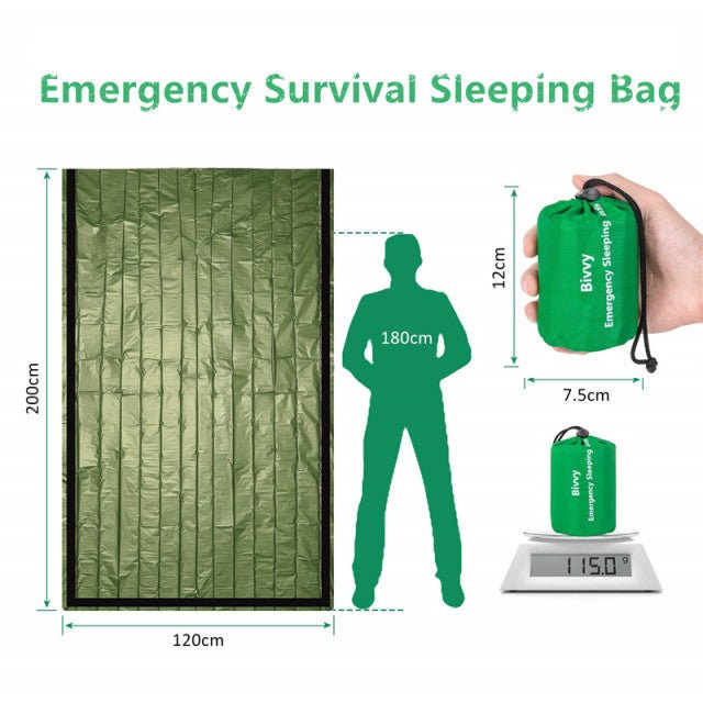 Waterproof Lightweight Thermal Emergency Sleeping Bag Bivy Sack - Survival Blanket Bags Camping, Hiking, Outdoor, Activities - Maple City Timepieces