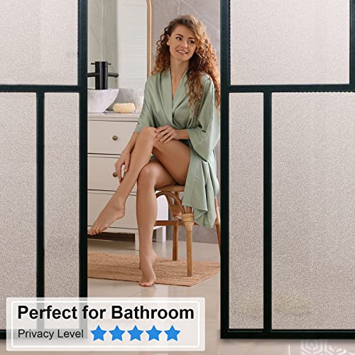 Window Privacy Film, Sun Blocking Frosted Glass Window Film Removable Glass Static Clings Non Adhesive Opaque Vinyl Bathroom Door Decorative Stickers Heat Blocker Coverings for Home Office - Maple City Timepieces
